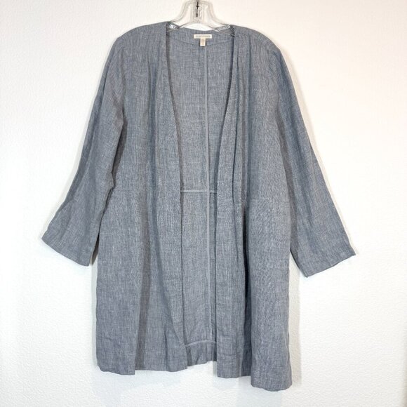 Eileen Fisher Linen Jacket Gray Blue Cardigan Lagenlook Capsule Small - Picture 11 of 11